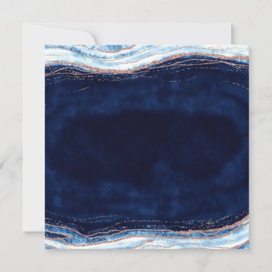 Sapphire Blue Rose Gold Geode Engagement Party Einladung (Rückseite)