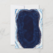 Sapphire Blue Rose Gold Geode Wedding RSVP Antwort (Rückseite)