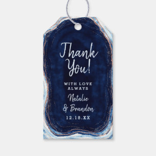 Sapphire Blue Rose Gold Geode Wedding Vielen Dank Geschenkanhänger