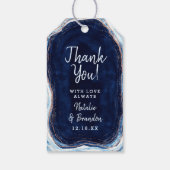 Sapphire Blue Rose Gold Geode Wedding Vielen Dank Geschenkanhänger (Rückseite)