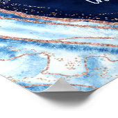 Sapphire Blue Rose Gold Geode Wedding Welcome Sign Poster (Ecke)