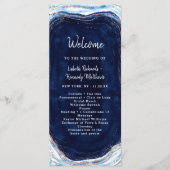 Sapphire Blue Rose Gold Geode Wedding Zeremonie Programm (Vorderseite)