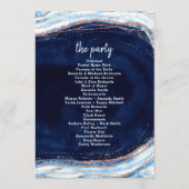 Sapphire Blue Rose Gold Geode Wedding Zeremonie Programm (Rückseite)
