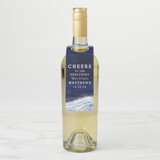 Sapphire Blue Rose Gold Wedding Cheers & Vielen Da Flaschenanhänger (Auf Flasche)