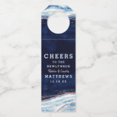 Sapphire Blue Rose Gold Wedding Cheers & Vielen Da Flaschenanhänger (Rückseite)