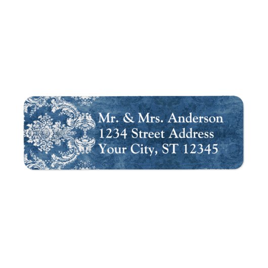 Sapphire Blue Rustic Damask Muster Hochzeit (Vorne)