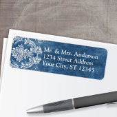 Sapphire Blue Rustic Damask Muster Hochzeit