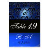 SAPPHIRE BLUE SCHWARZ-WEISS CLASSY DAMASK MONOGRAM TISCHNUMMER (Vorderseite)
