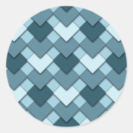 Sapphire Blue Square und Diamond Harlequin Pattern Runder Aufkleber