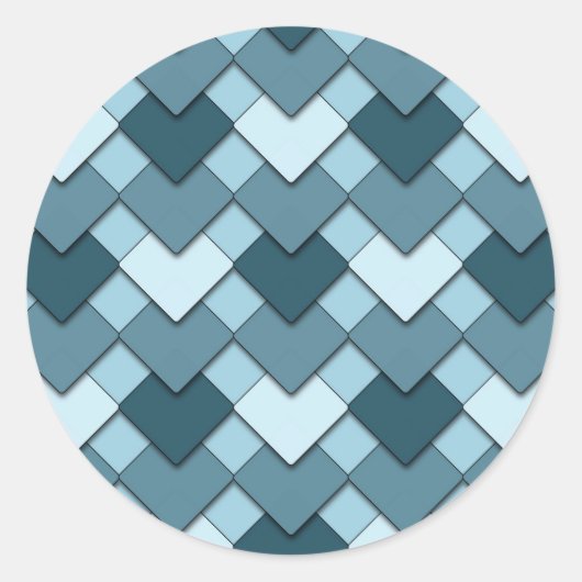 Sapphire Blue Square und Diamond Harlequin Pattern Runder Aufkleber (Vorderseite)