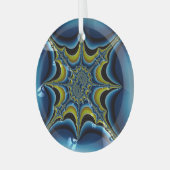 Sapphire Blue Sternexplosion Fraktal Abstrakt Art Ornament Aus Glas (Vorderseite links)