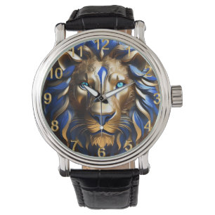 Sapphire Blue und Gold Lion, Armbanduhr