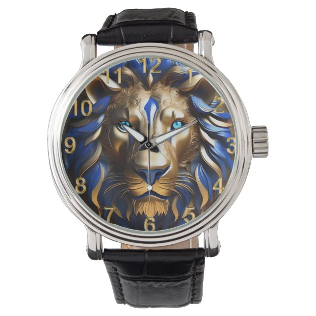 Sapphire Blue und Gold Lion, Armbanduhr (Vorderseite)