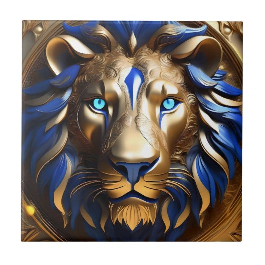 Sapphire Blue und Gold Lion, Fliese (Vorderseite)