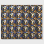 Sapphire Blue und Gold Lion, Geschenkpapier (Flach)