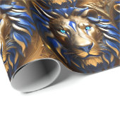 Sapphire Blue und Gold Lion, Geschenkpapier (Rolleneckpunkt)