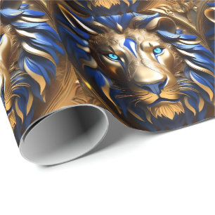 Sapphire Blue und Gold Lion, Geschenkpapier