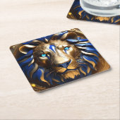 Sapphire Blue und Gold Lion, Rechteckiger Pappuntersetzer (angewinkelt)