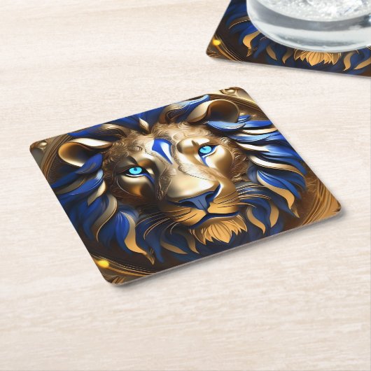 Sapphire Blue und Gold Lion, Rechteckiger Pappuntersetzer (angewinkelt)