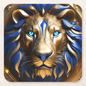 Sapphire Blue und Gold Lion, Rechteckiger Pappuntersetzer (Vorderseite)