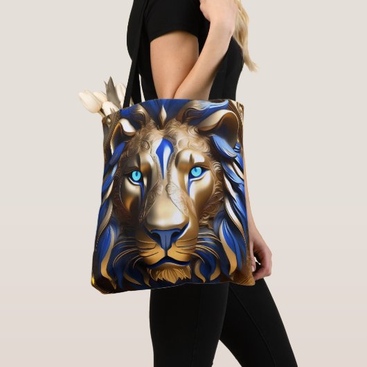 Sapphire Blue und Gold Lion, Tasche (Von Nahem)