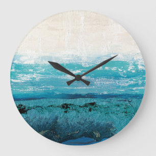 Sapphire Blue Watercolor Große Wanduhr