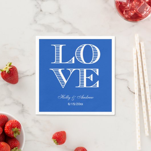 Sapphire Blue, White LIEBE Napkins Serviette (Beispiel)