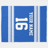 Sapphire Blue White Sports Jersey Fleecedecke (Vorderseite (Horizontal))