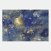 Sapphire Blue Winter Dusk Sky Gold Snowfall Geschenkpapier Set (Vorderseite)