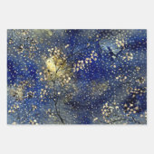 Sapphire Blue Winter Dusk Sky Gold Snowfall Geschenkpapier Set (Vorderseite 3)