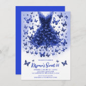Sapphire Butterfly Dress September Birthstone Einladung (Vorne/Hinten)