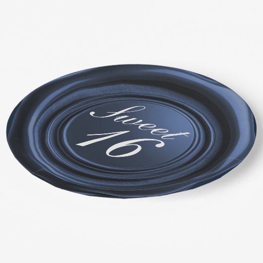 Sapphire Candle Wax Siegel Tropfen Sweet 16 Weddin Pappteller (Schrägansicht)