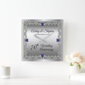 Sapphire | Diamanten 70. Hochzeitstag Quadratische Wanduhr (Zuhause)