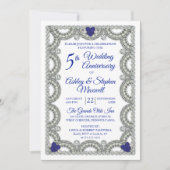 Sapphire Diamond 5. Hochzeitstag Party Einladung (Vorderseite)