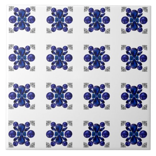 Sapphire Diamond Gemstone Art Blue Fliese (Vorderseite)