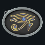 Sapphire Eye of Ra in Gold Ovale Gürtelschnalle<br><div class="desc">Schönes und elegantes "Auge des Ras" Symbol aus dem alten Ägypten, das Symbol ihrer Sünde. Gold kanalisiert Set mit wunderschönen wertvollen Steinen, perfekt für jeden Fan ägyptischer Kunst. Ändern Sie die Hintergrundfarbe, indem Sie sie anpassen, dann bearbeiten, dann runter zum Hintergrund, wo Sie aus vielen verschiedenen Farben wählen können! Das...</div>