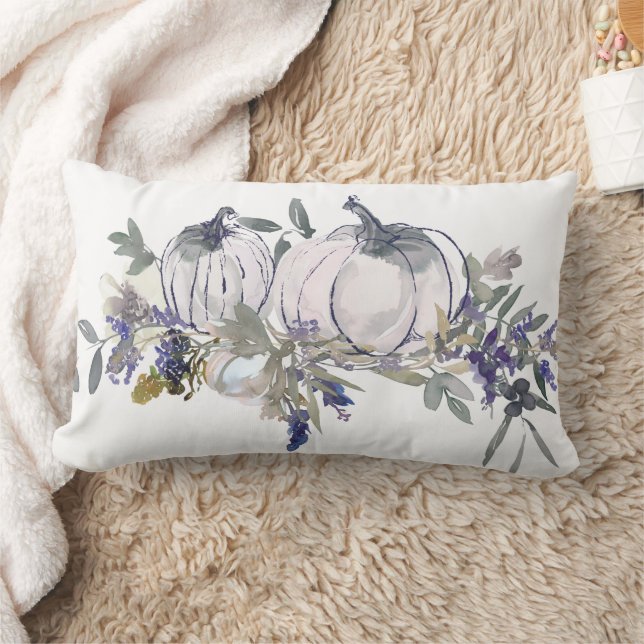 Sapphire Floral Pumpkin Add Name Lila Lendenkissen (Decke)