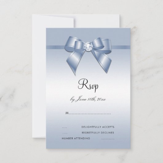 Sapphire Gem Bow & Ribbon 45 Jahre Hochzeit RSVP Karte (Vorderseite)