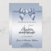 Sapphire Gem Bow & Ribbon 45 Jahre Hochzeit Save The Date (Vorne/Hinten)