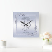 Sapphire Gem & Glitzer 45. Hochzeitstag Quadratische Wanduhr (Zuhause)