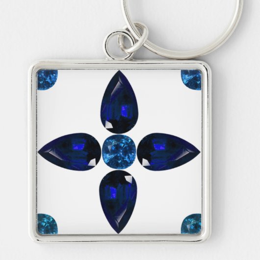Sapphire Gemstone Art, Blue Schlüsselanhänger (Vorne)