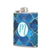 Sapphire Gemstone & Gold marokkanisches Fliesenmus Flachmann (Links)