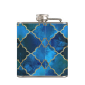 Sapphire Gemstone & Gold marokkanisches Fliesenmus Flachmann (Rückseite)