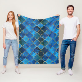 Sapphire Gemstone & Gold marokkanisches Fliesenmus Fleecedecke