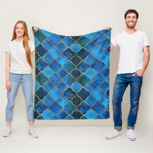 Sapphire Gemstone & Gold marokkanisches Fliesenmus Fleecedecke