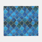 Sapphire Gemstone & Gold marokkanisches Fliesenmus Fleecedecke (Vorderseite (Horizontal))