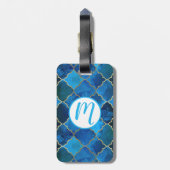 Sapphire Gemstone & Gold marokkanisches Fliesenmus Gepäckanhänger (Rückseite vertikal)