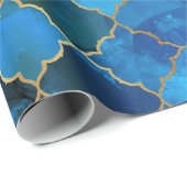 Sapphire Gemstone & Gold marokkanisches Fliesenmus Geschenkpapier (Rolleneckpunkt)