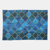 Sapphire Gemstone & Gold marokkanisches Fliesenmus Geschirrtuch (Horizontal)