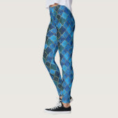 Sapphire Gemstone & Gold marokkanisches Fliesenmus Leggings (Links)